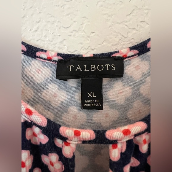 Talbots Maxi Dress Navy and Pink tiny flower design - Picture 6 of 7
